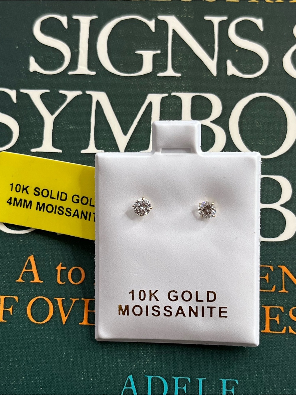 NWT 10K Solid Gold 0.50 CTW 4mm Moissanite Solitaire Stud Earrings